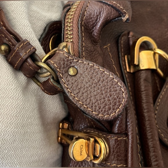 Chloe paraty 2-way large bag work bag glossy brown leather shoulder strap gold - Picture 2 of 16
